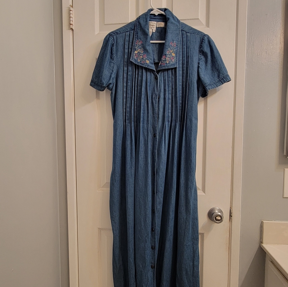 Karin Stevens Blue Denim Collar Dress